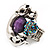 Burn Silver Purple Diamante Cat & Mouse Stretch Ring - view 3