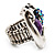 Burn Silver Purple Diamante Cat & Mouse Stretch Ring - view 6