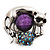 Burn Silver Purple Diamante Cat & Mouse Stretch Ring - view 12