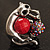 Burn Silver Red Diamante Cat & Mouse Stretch Ring - view 8