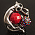 Burn Silver Red Diamante Cat & Mouse Stretch Ring - view 3
