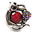 Burn Silver Red Diamante Cat & Mouse Stretch Ring - view 7