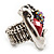 Burn Silver Red Diamante Cat & Mouse Stretch Ring - view 10