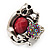 Burn Silver Red Diamante Cat & Mouse Stretch Ring - view 11