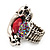 Burn Silver Red Diamante Cat & Mouse Stretch Ring - view 4