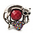 Burn Silver Red Diamante Cat & Mouse Stretch Ring - view 2