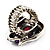 Burn Silver Red Diamante Cat & Mouse Stretch Ring - view 6