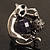 Burn Silver Black Diamante Cat & Mouse Stretch Ring - view 8