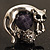 Burn Silver Black Diamante Cat & Mouse Stretch Ring - view 2
