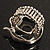 Burn Silver Black Diamante Cat & Mouse Stretch Ring - view 7