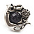 Burn Silver Black Diamante Cat & Mouse Stretch Ring - view 11