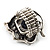 Burn Silver Black Diamante Cat & Mouse Stretch Ring - view 12