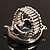 Burn Silver Light Blue Diamante Cat & Mouse Stretch Ring - view 5