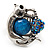 Burn Silver Light Blue Diamante Cat & Mouse Stretch Ring - view 3