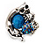 Burn Silver Light Blue Diamante Cat & Mouse Stretch Ring - view 4