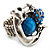 Burn Silver Light Blue Diamante Cat & Mouse Stretch Ring - view 7
