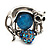 Burn Silver Light Blue Diamante Cat & Mouse Stretch Ring - view 2