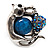 Burn Silver Light Blue Diamante Cat & Mouse Stretch Ring - view 6