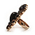 Oversized Amber Coloured Resin Bead Abstract Gold Cocktail Ring - Size 8 - view 5