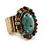 Vintage Turquoise Oval Stone Flex Ring (Antique Gold Finish) - Size 7/8 - view 8