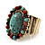 Vintage Turquoise Oval Stone Flex Ring (Antique Gold Finish) - Size 7/8 - view 10