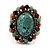 Vintage Turquoise Oval Stone Flex Ring (Antique Gold Finish) - Size 7/8 - view 6