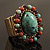 Vintage Turquoise Oval Stone Flex Ring (Antique Gold Finish) - Size 7/8 - view 2