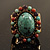 Vintage Turquoise Oval Stone Flex Ring (Antique Gold Finish) - Size 7/8 - view 13