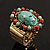 Vintage Turquoise Oval Stone Flex Ring (Antique Gold Finish) - Size 7/8 - view 4
