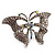 Large Clear & AB Diamante Butterfly Ring (Silver Tone Metal) - view 10