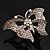 Large Clear & AB Diamante Butterfly Ring (Silver Tone Metal) - view 4