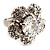 Silver Tone Clear Crystal Flower Ring - view 7