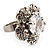 Silver Tone Clear Crystal Flower Ring - view 5