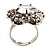 Silver Tone Clear Crystal Flower Ring - view 10