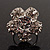 Silver Tone Clear Crystal Flower Ring - view 12