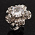 Silver Tone Clear Crystal Flower Ring - view 8