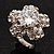 Silver Tone Clear Crystal Flower Ring - view 2