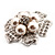 Oversized Diamante Simulated Pearl Daisy Cocktail Ring (Silver Tone Metal) - 4.5cm Diameter - view 14