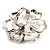 Oversized Diamante Simulated Pearl Daisy Cocktail Ring (Silver Tone Metal) - 4.5cm Diameter - view 6