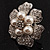 Oversized Diamante Simulated Pearl Daisy Cocktail Ring (Silver Tone Metal) - 4.5cm Diameter - view 8