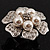 Oversized Diamante Simulated Pearl Daisy Cocktail Ring (Silver Tone Metal) - 4.5cm Diameter - view 10