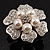 Oversized Diamante Simulated Pearl Daisy Cocktail Ring (Silver Tone Metal) - 4.5cm Diameter - view 5