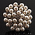 Oversized White Imitation Pearl Diamante Cocktail Ring (Silver Tone Metal) - 4.5cm Diameter - view 7