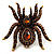 Oversized Amber Coloured Crystal Spider Stretch Cocktail Ring (Antique Gold Tone)