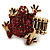 Antique Gold Red Crystal Frog Flex Ring - view 8