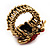 Antique Gold Red Crystal Frog Flex Ring - view 4