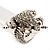 Clear Diamante Frog Flex Ring (Antique Silver Metal) - Size 7/8 (Stretch) - view 9