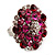 Silver Tone Fuchsia/ Pink Diamante Cocktail Ring - view 4