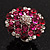Silver Tone Fuchsia/ Pink Diamante Cocktail Ring - view 10