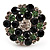 Silver Tone Grass/Emerald Green Diamante Cocktail Ring (Adjustable Size 7/8) - view 2